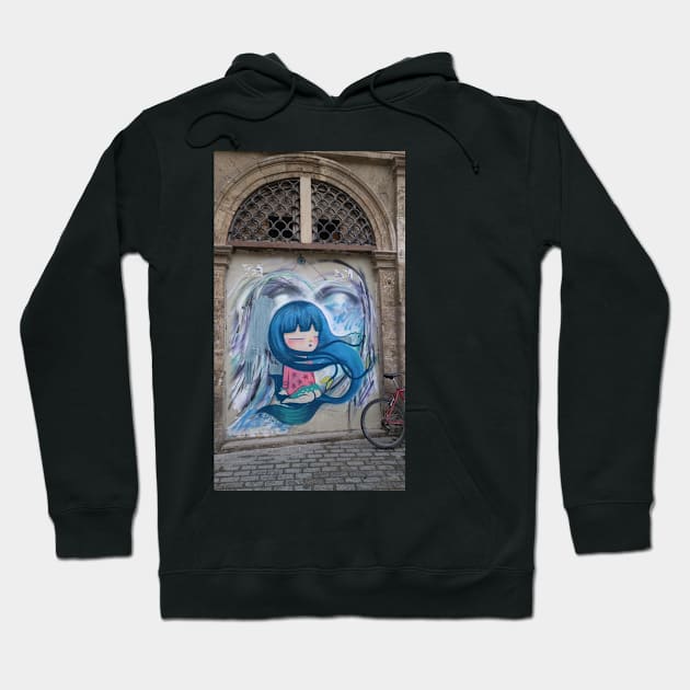 Blue haired graffiti girl Hoodie by Stephfuccio.com